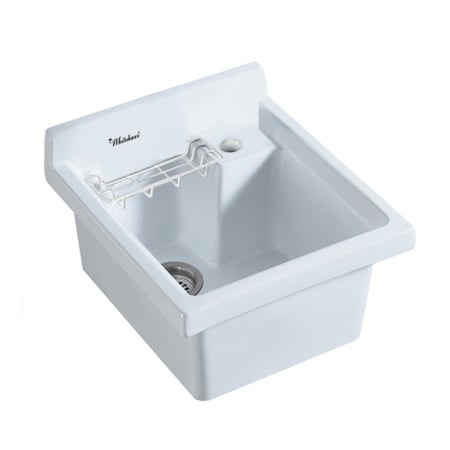 Whitehaus Vitreous China Sgl Bowl, Drop-In Sink W/ Wire Basket And 3-1/2 Off Cente WH474-60